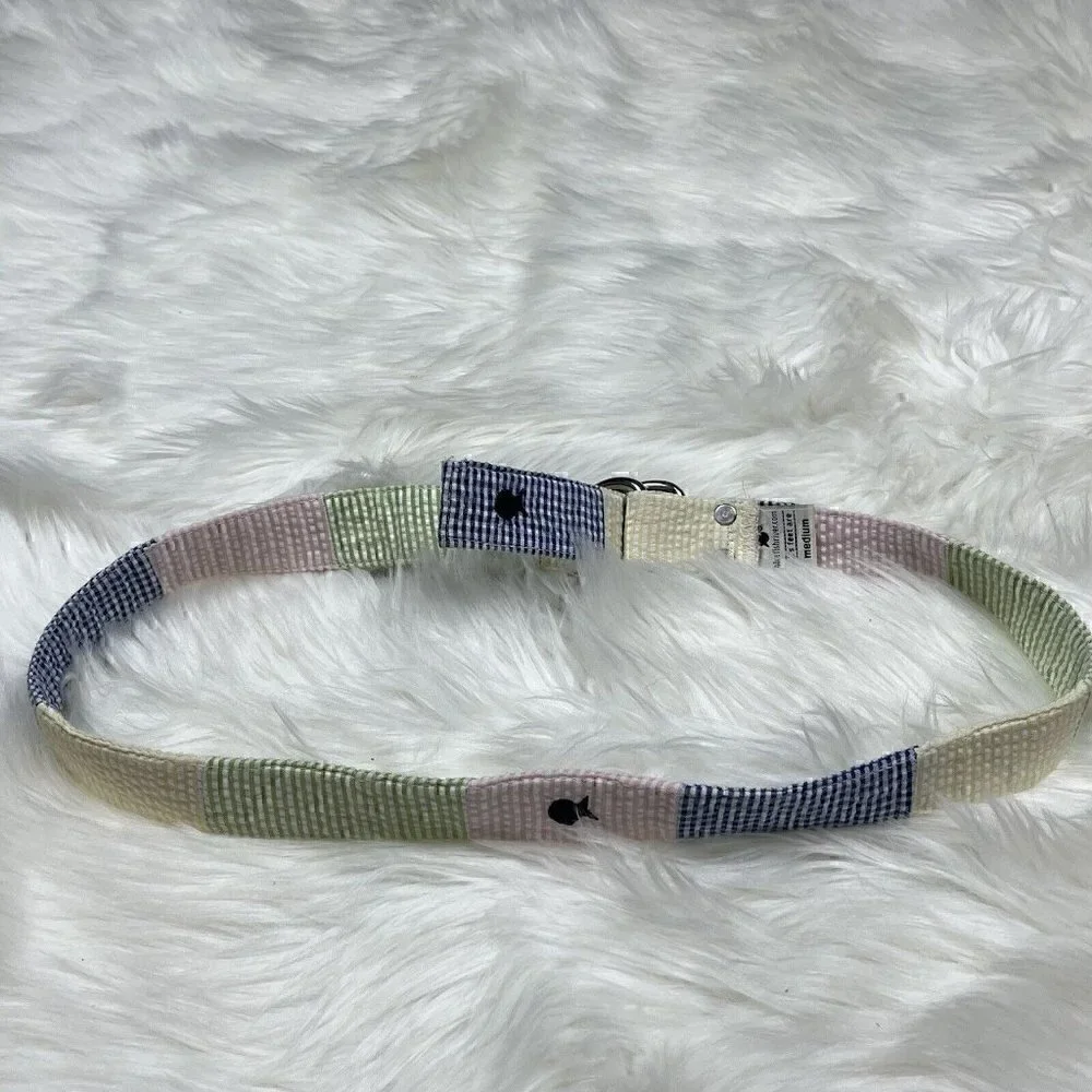 Blue Fish River Maax Belt Patchwork Seersucker D-Ring Preppy Pastel Size Medium